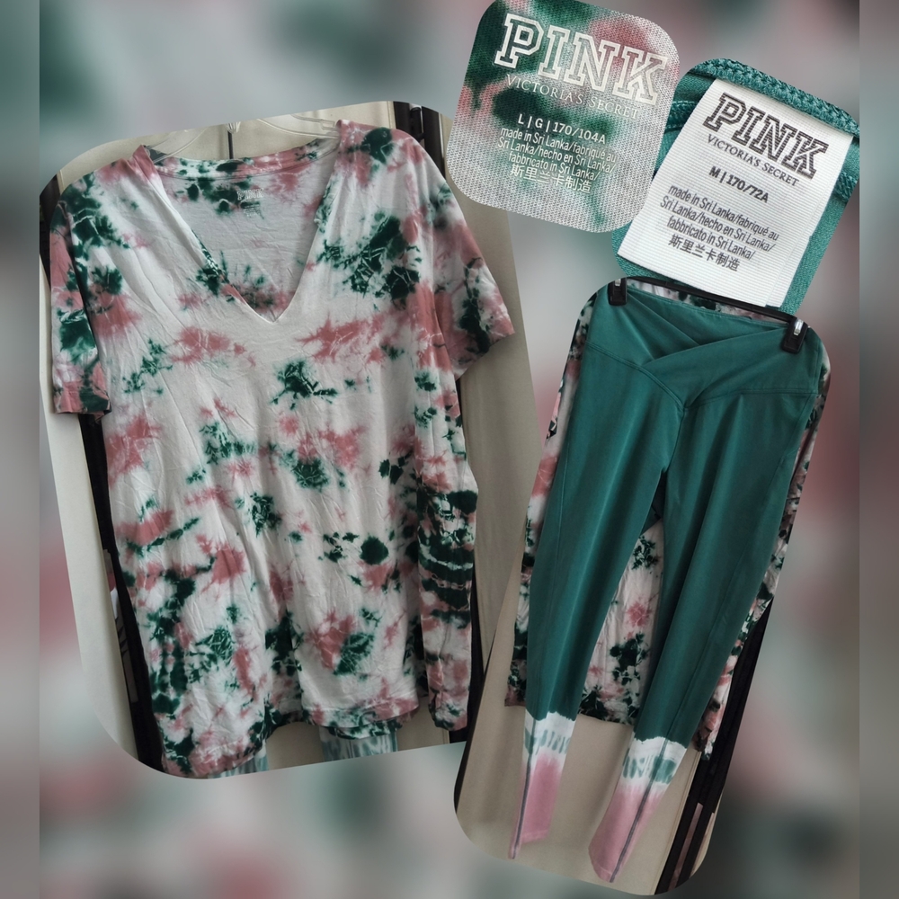 Victoria's Secret PINK Tie-Dye Top and Leggings Set M/L